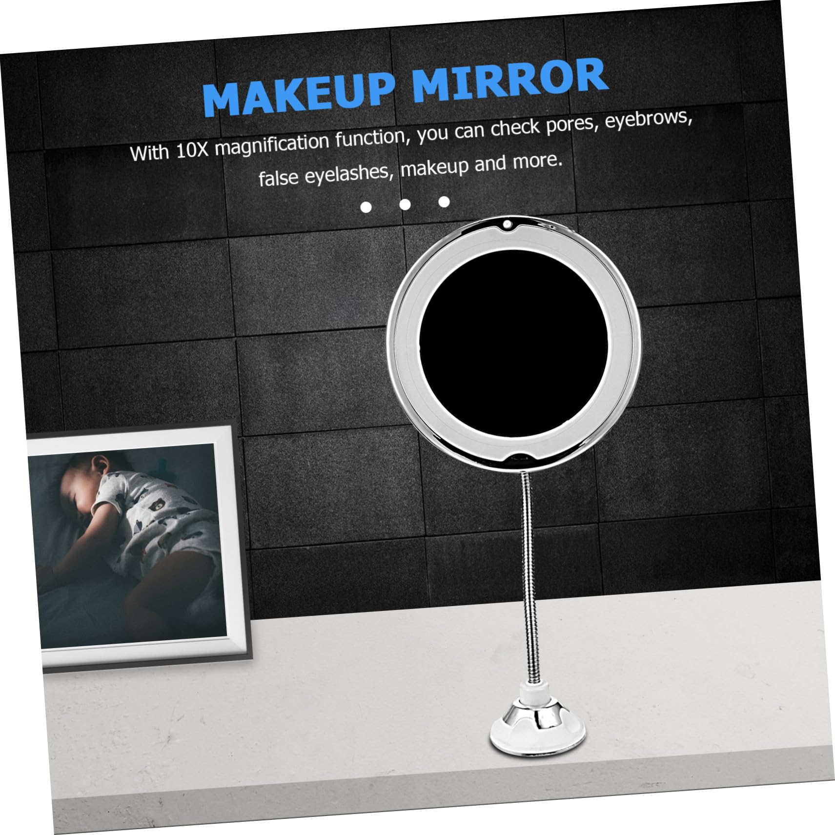 Miroir Grossissant et Ventouse de Maquillage avec Lumière LED 10x