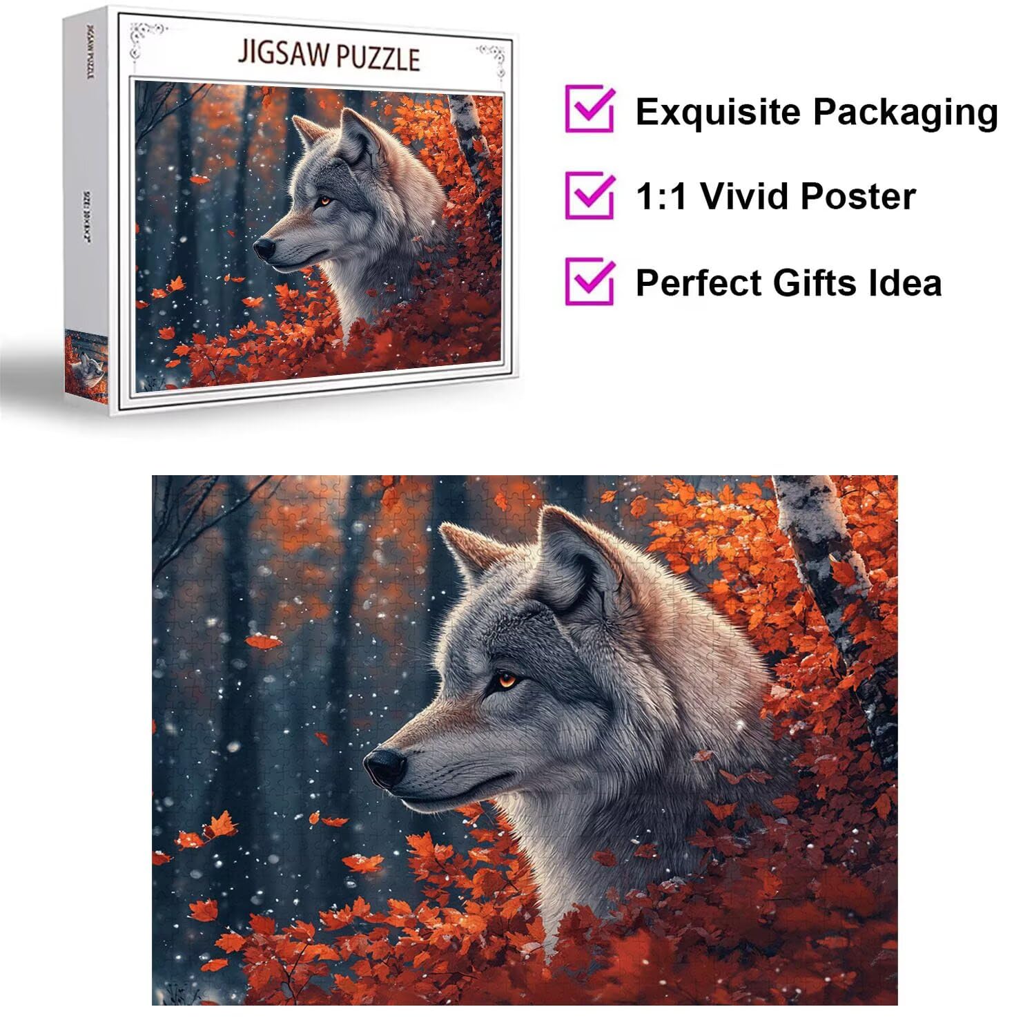 Puzzle 5000 Pezzi lupo Puzzle Adulti, Gioco Educativo, n-395 | Jigsaw Puzzles Foglie, Impossibile Difficile Sfida, Classici Gioco Familiare, Giochi Divertenti, Idee Regalo