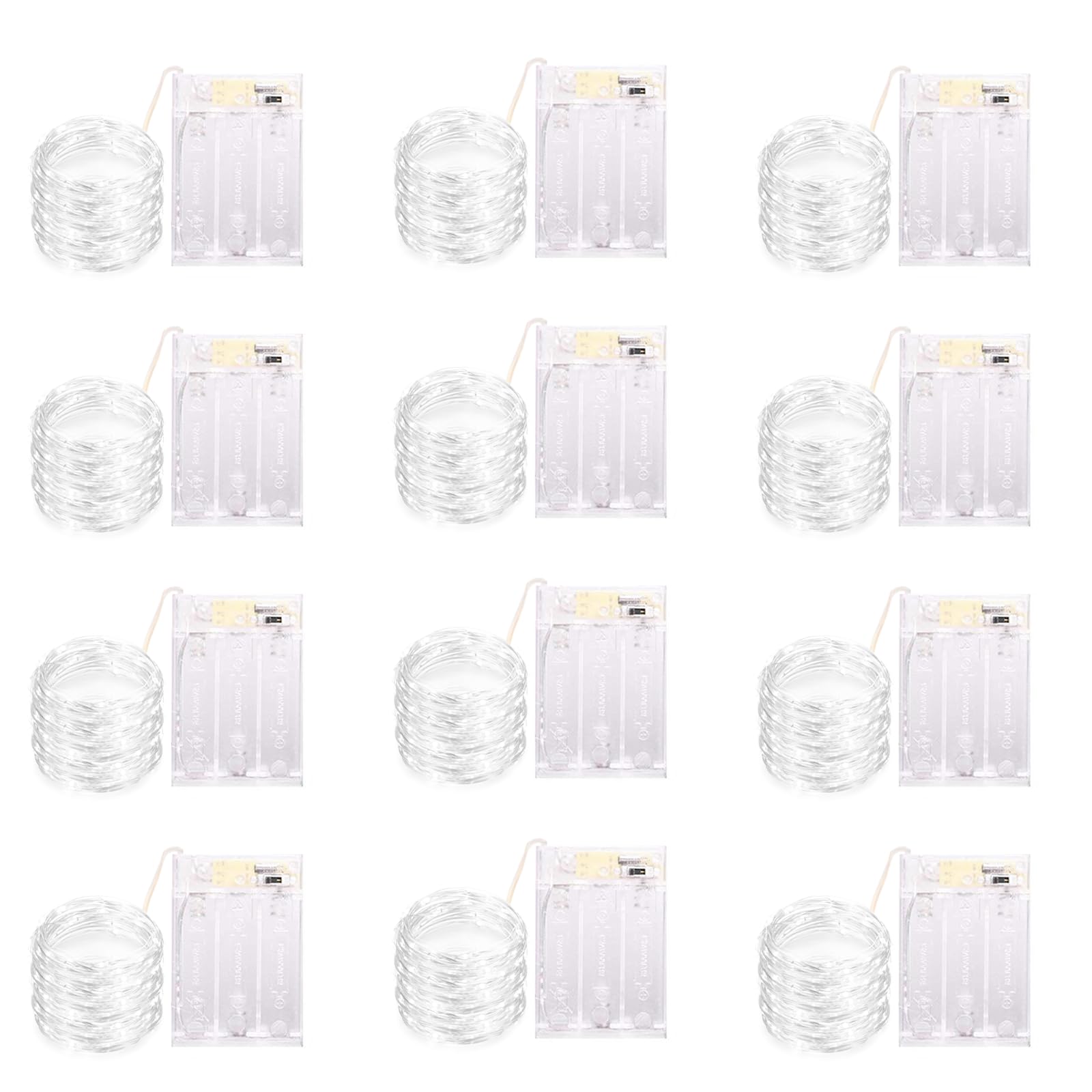 Yiaht Łańcuch świetlny LED na baterie, łańcuch świetlny z timerem, wodoodporny, srebrny drut, 14 m, 40 diod LED, migoczące, na wesele, imprezę, do sypialni, patio, na Boże Narodzenie, białe