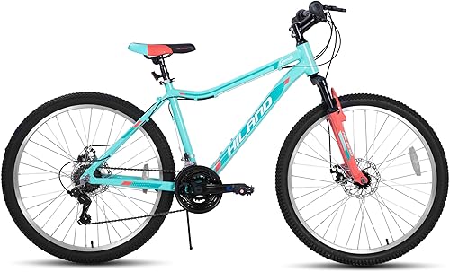 Miniatura 28 de HILAND - Bicicleta de montaña de 20 pulgadas y 26 pulgadas para mujeres y niñas, horquilla de suspensión con bloqueo, marco de aluminio, bicicleta