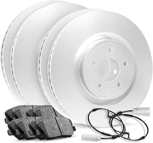 R1 Concepts Frenos y rotores delanteros y traseros, accesorios incluidos, kit de pastillas de freno y rotores de cerámica delanteras y traseras,