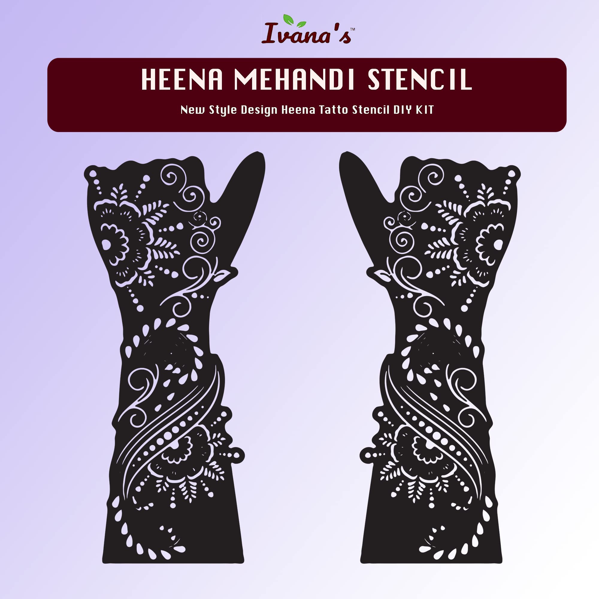 Ivana's Mehndi Stencil Design Set of - 2 Piece | Henna Tattoo Stencil for Women, Girls and Kids | Easy to use in just 4 Steps | Mehandi Sticker | IVH-99 1