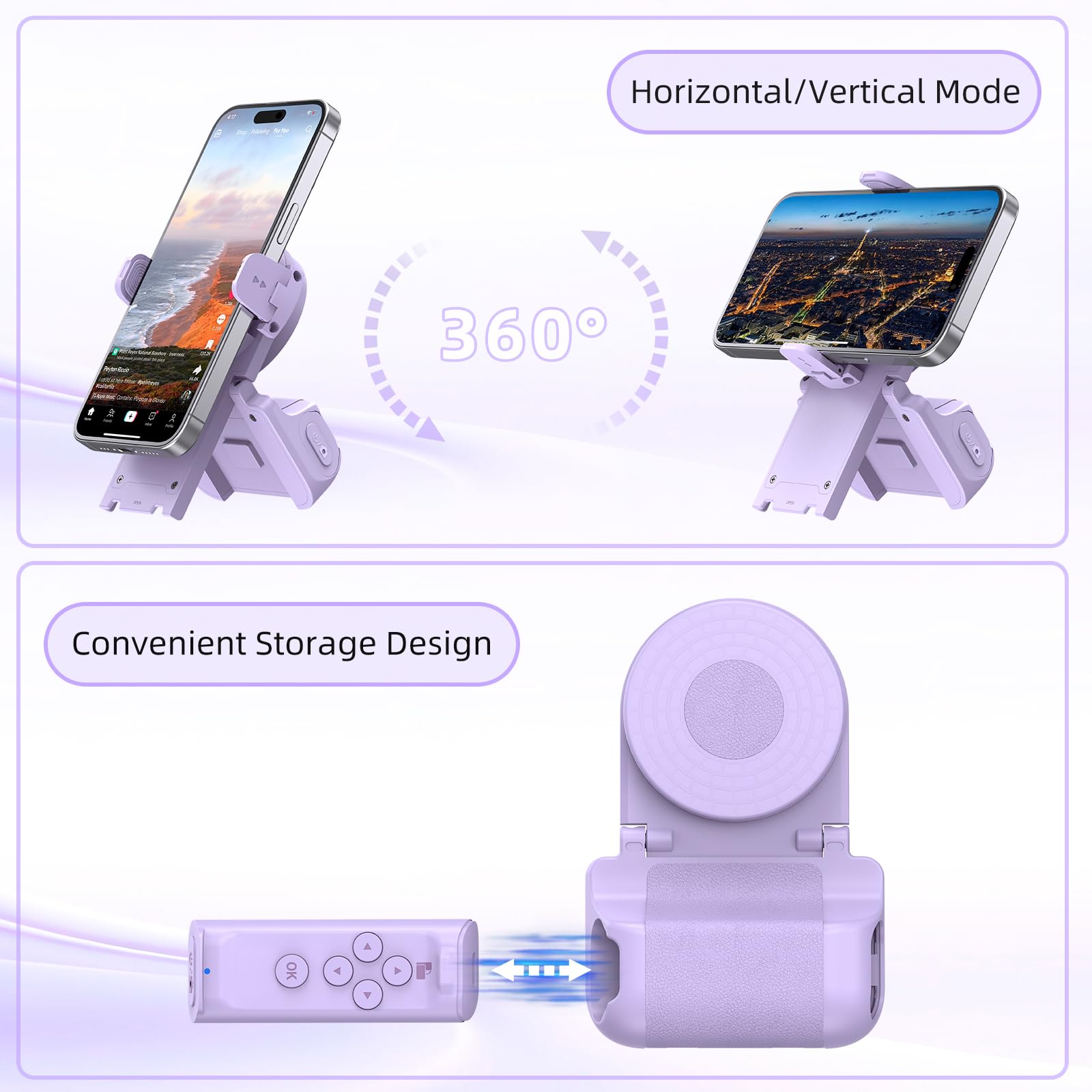 MILOUZ Remote Control Scrolling for Tiktok with Phone Stand,Page Turner for Kindle App E-Book,Bluetooth Camera Shutter Remote for iPhone, Android,iOS,iPad,Tablet