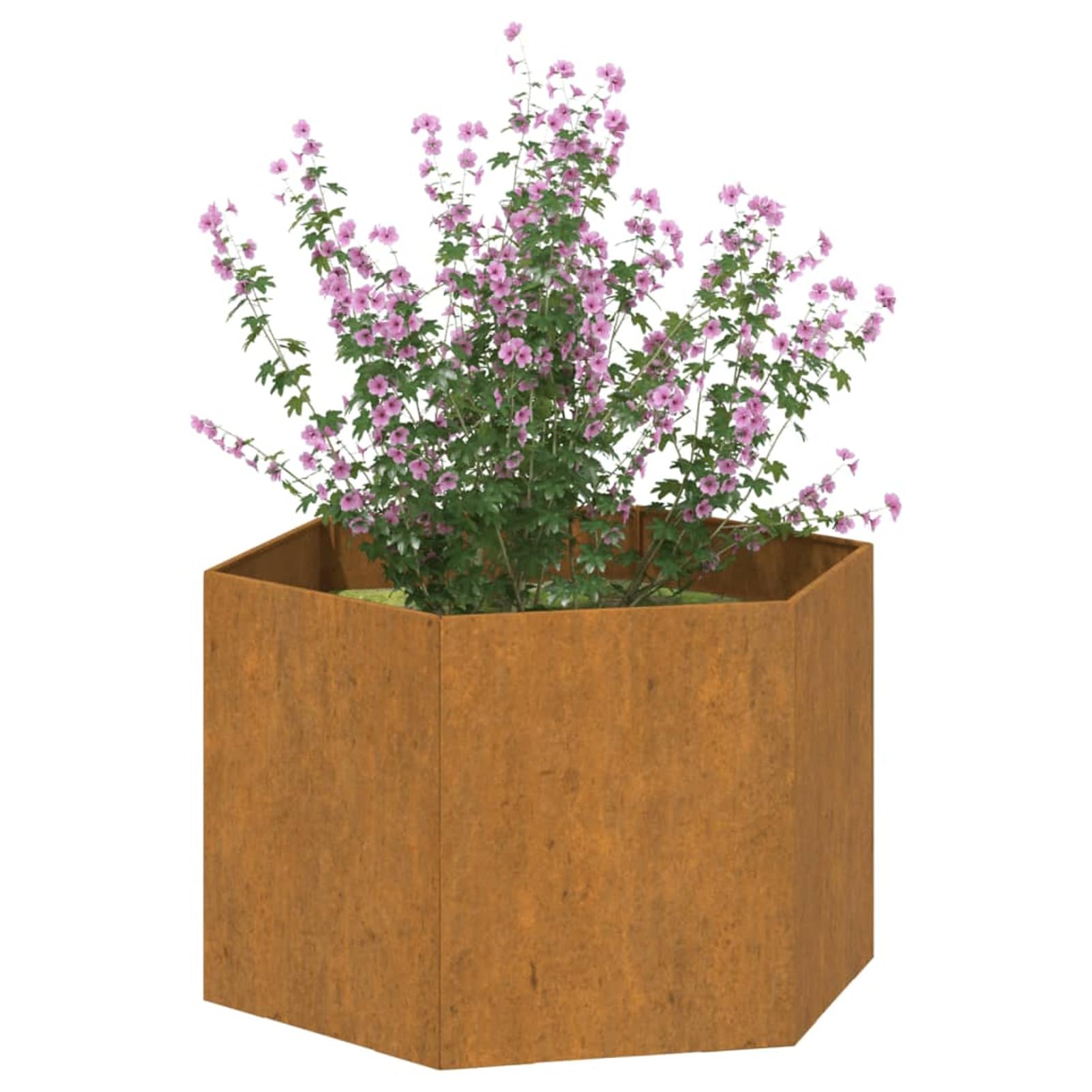 ShGaxin Skrzynka na kwiaty, doniczki zewnętrzne, doniczka zewnętrzna, taras ogrodowy, stal corten szara 60x60x45 cm