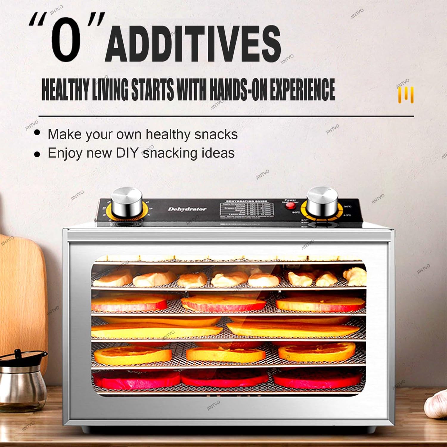 Essiccatore Per Carne Secca, Essiccatore Per Frutta, Design Multi-Vassoio In Acciaio Inox Con Controllo Del Timer E Temperatura Regolabile, Per Carne Essiccata, Frutta(6 layer)