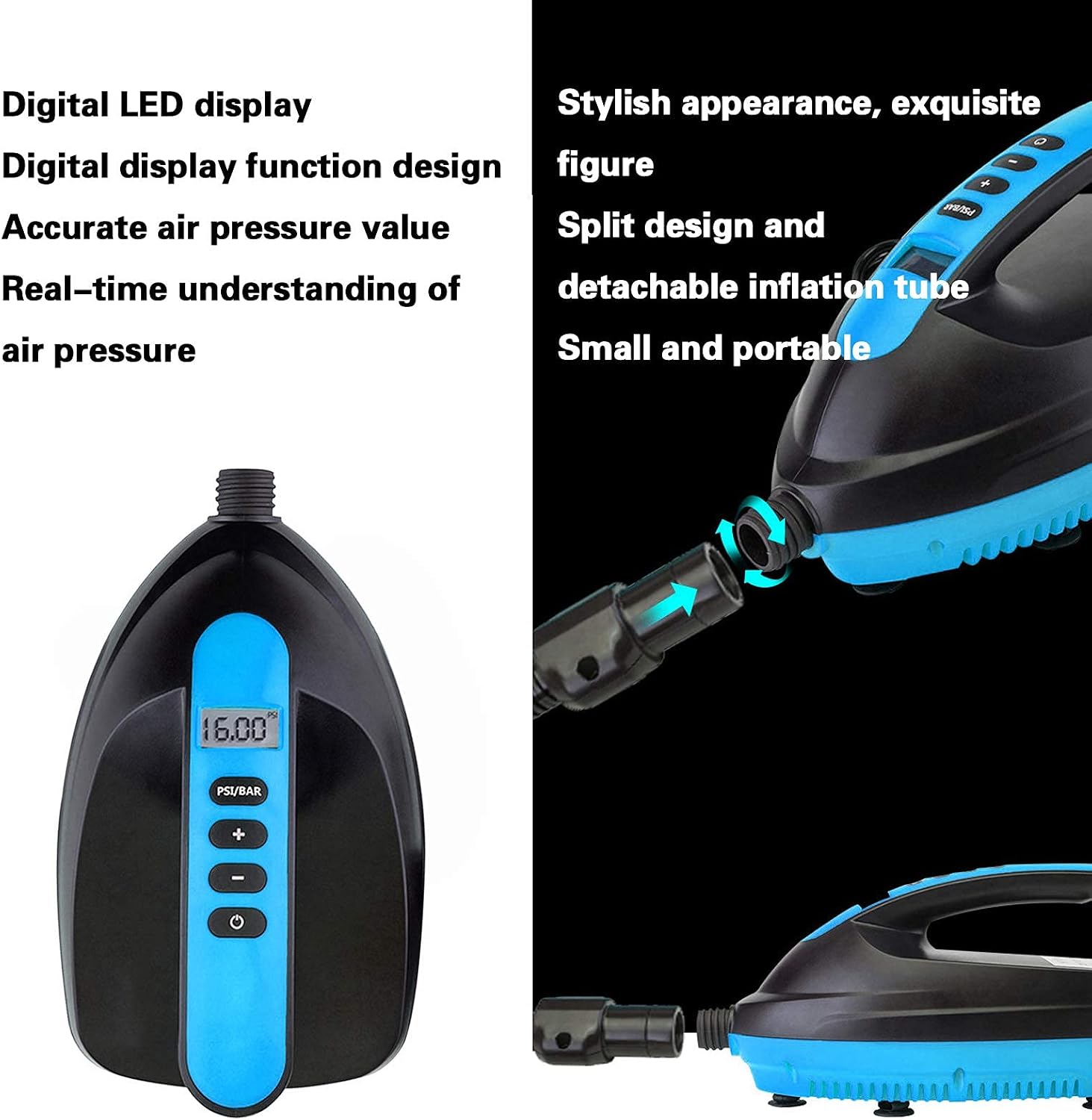 VACHAN Electric Air Pump Compressor - 16PSI Air Pump with LCD Digital, 110W 12 Volt Quick Air Inflator - for Stand Up Paddle Board, Pool, Water Sport, Inflatable Tent