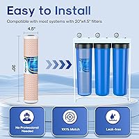 Vista 6 de ICEPURE 5 Micron 4.5" x 20" CTO20BB-KDF Whole House Water Filter Coconut Shell Activated Carbon and KDF Heavy Metal Removal Water Filter Replacement