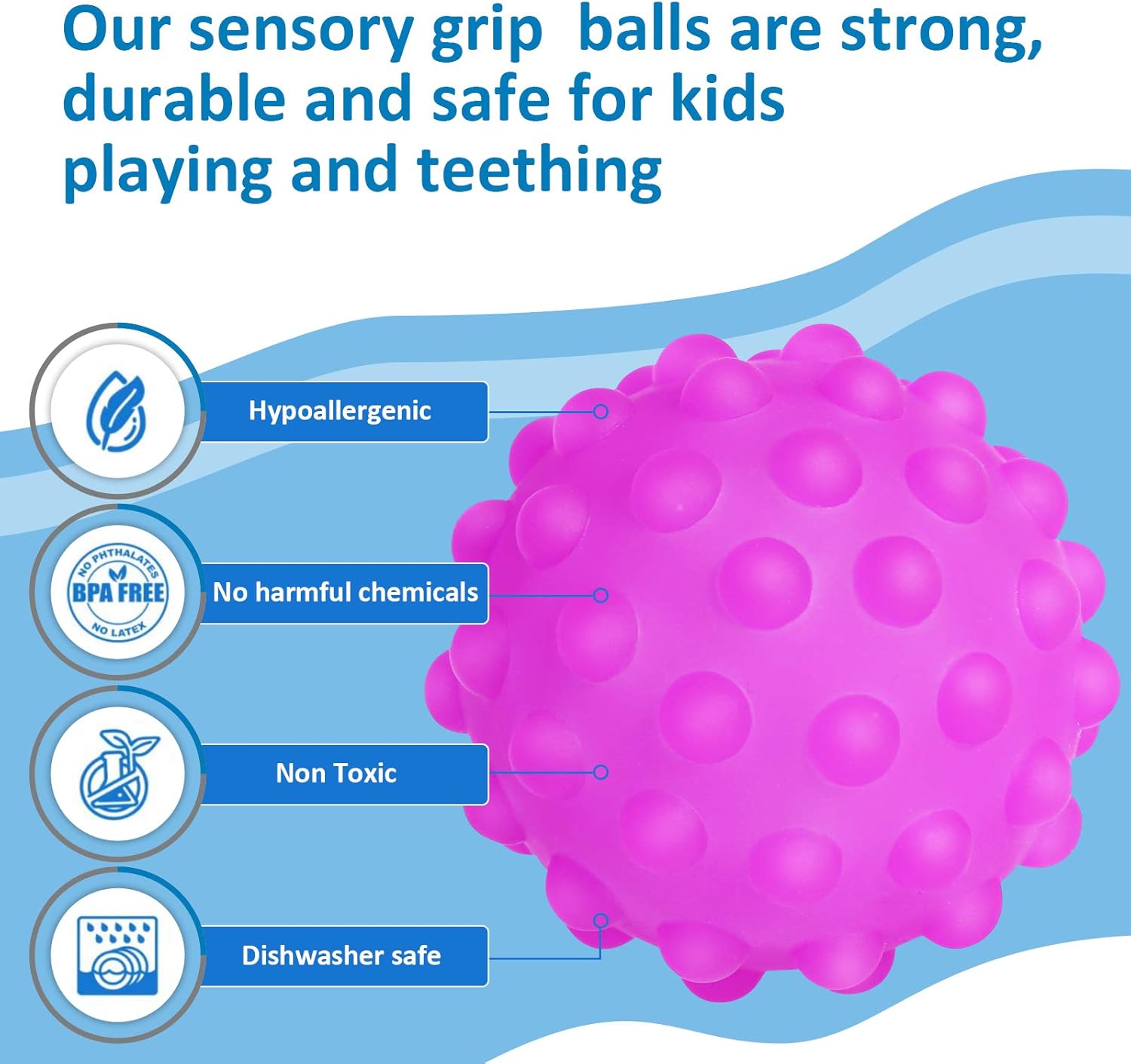 ROHSCE Baby Textured Multi Ball Set, 6pcs Colorful Child Touch Hand Ball Toy Infant Sensory Balls Massage Soft Ball, Baby Learning Grasping Soft Ball Kids Gift : Toys & Games