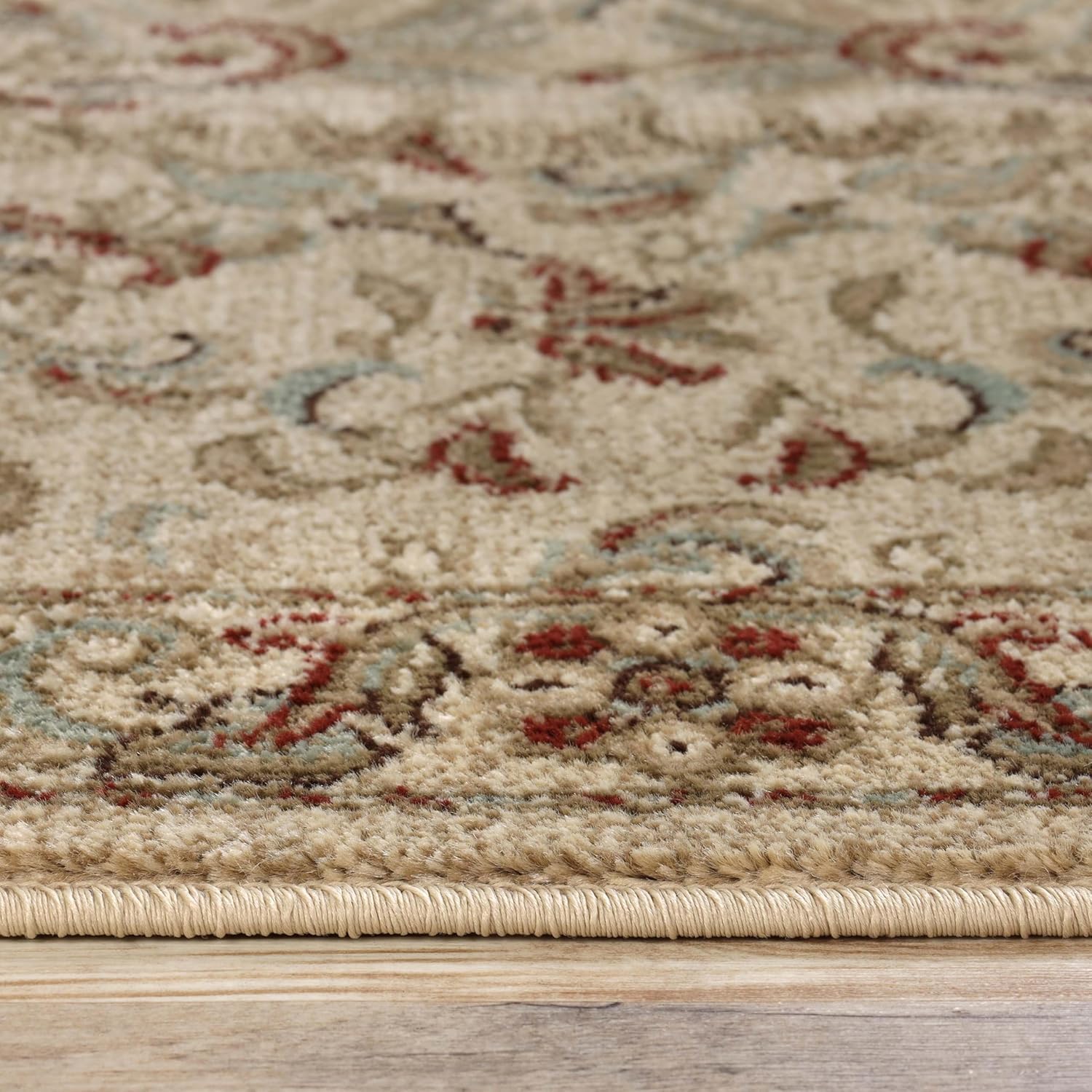 Superior Indoor Area Rug, Plush Carpet Cover, High-Traffic Rug, Apartment Rugs, Office, Hallway, Kitchen, Floral Scroll Floor Decor, Heritage Collection, 2' x 3', Ivory