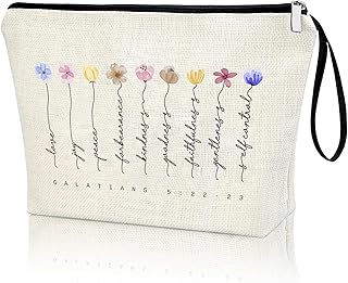Galatians 5:22-23 Fruit of the Spirit Christian Zipper Bag, Christian Gifts for Women Girls Scripture Present, Horizontal Bible Verse Cosmetic Bag Small Travel Vacation Pouch
