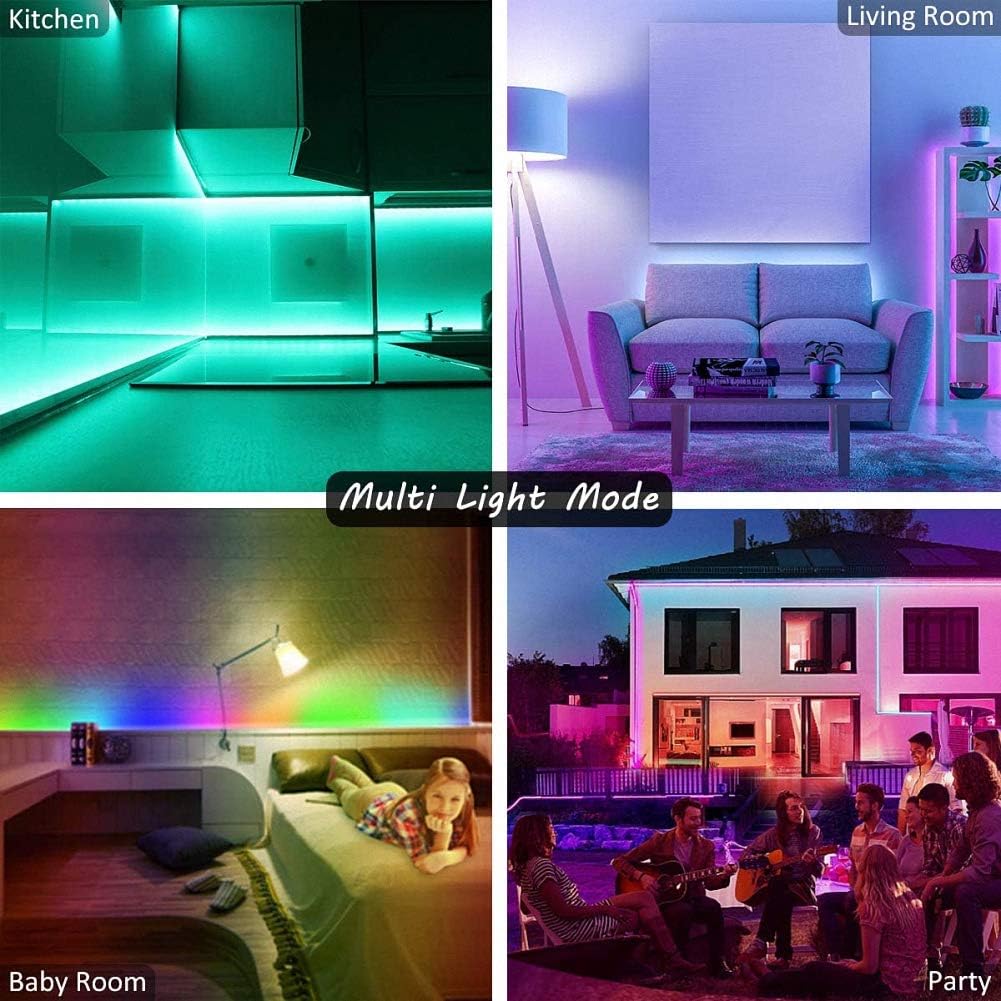 Ulalaza Smart LED Strip Lights Color Changing 32.8ft/10M Flexible 5050 RGB Led Lights Kit with Remote Easy Installation for TV Backlight Bedroom Multicolor Decoration