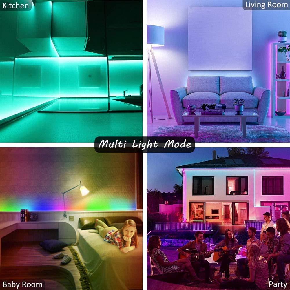 Inteligentne taśmy LED zmieniające kolor 10 m, 10 m, elastyczne, 5050 RGB, z pilotem zdalnego sterowania, łatwa instalacja do podświetlenia telewizora, sypialni, wielokolorowa dekoracja