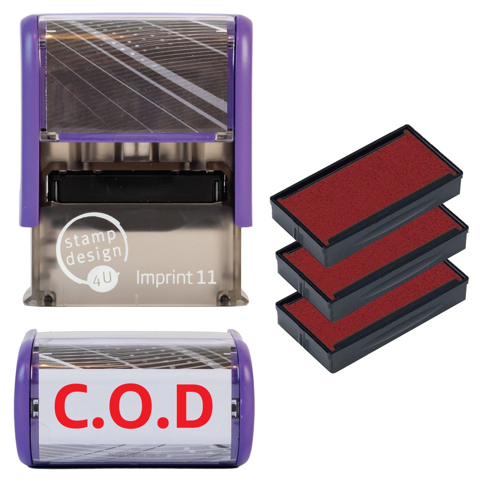 Cash on Delivery Self Inking Rubber Stamp for Stamping Your C.O.D Documents - COD Stamp with Red Ink and 3 Extra Inkpads