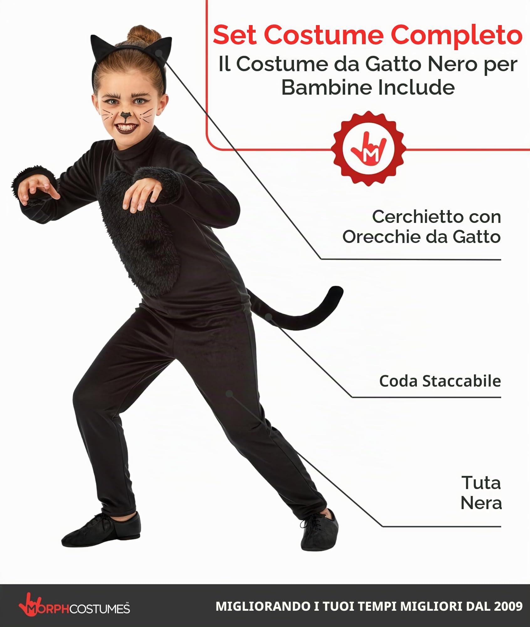 Fun Shack Costume Gatto Bambina, Costume Gattino Halloween