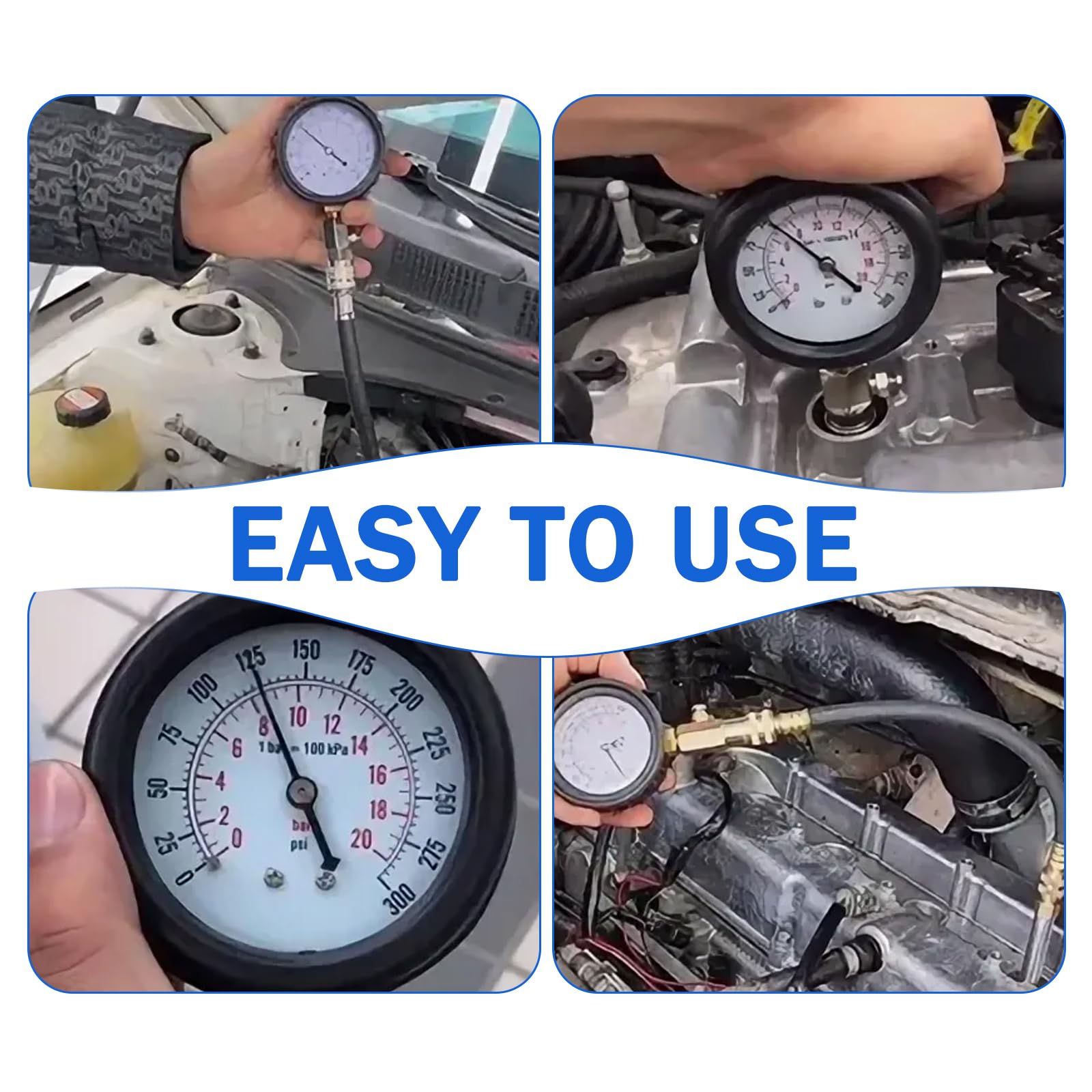 Tester di compressione, tester di compressione standard, tester di compressione per benzina, kit tester di compressione, per controllare e misurare la compressione del motore auto M10 M12 M14 M18