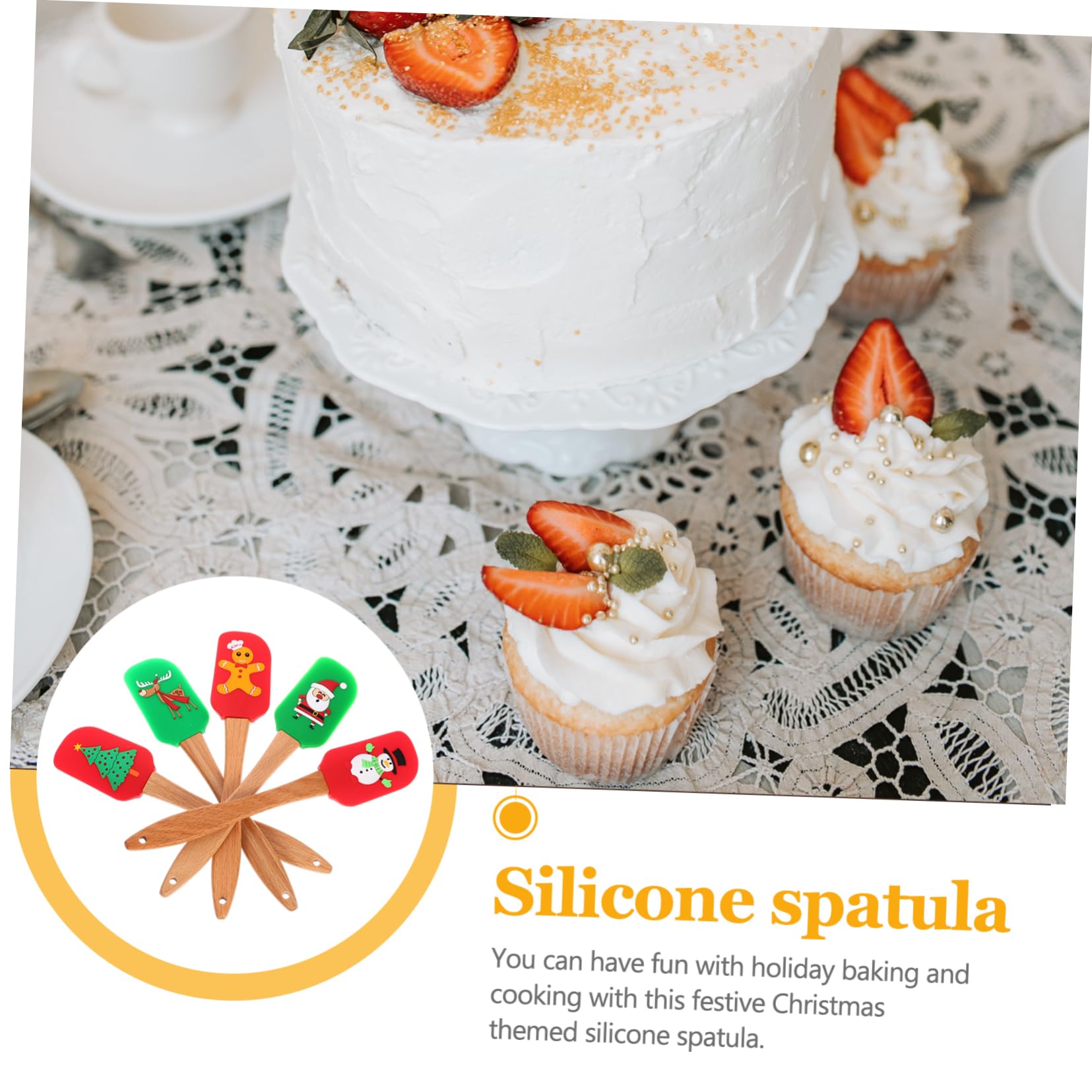 COLLBATH Spatole da Forno in Silicone Alimentare 5 Pezzi, Utensili da Cucina Professionali per Uso Domestico, Spatola per Panna Ergonomica per Preparazioni di Dolci e Cottura Natalizia