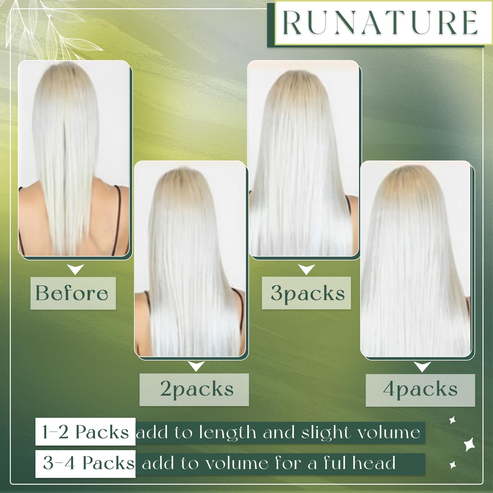 RUNATURE Nano Extensions Echthaar 60 cm Lang - Braun Ombre Balayage Schwarz Blond Natürliche Perlen #1B/4/27