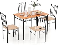 Vista 11 de NAFORT Juego de mesa de comedor para 4, mesa rectangular de vidrio templado de 48.5 pulgadas con 4 sillas de comedor de piel sintética negra, mesas