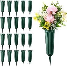 20 Pack Cemetery Vases with Spikes,Plastic Vases for Flowers,Grave Decorations for Cemetery,Grave Flower Holder,Memorial Floral VaseGreen
