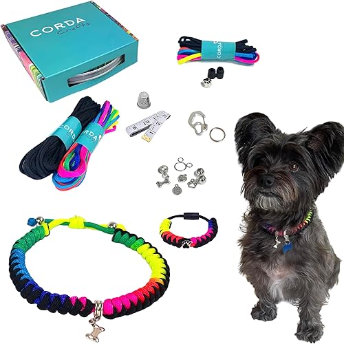 CORDA Crafts - Kit de cuerda de paracaídas - Accesorios completos para hacer collar de perro y pulsera a juego del dueño - Tutorial en video fácil -