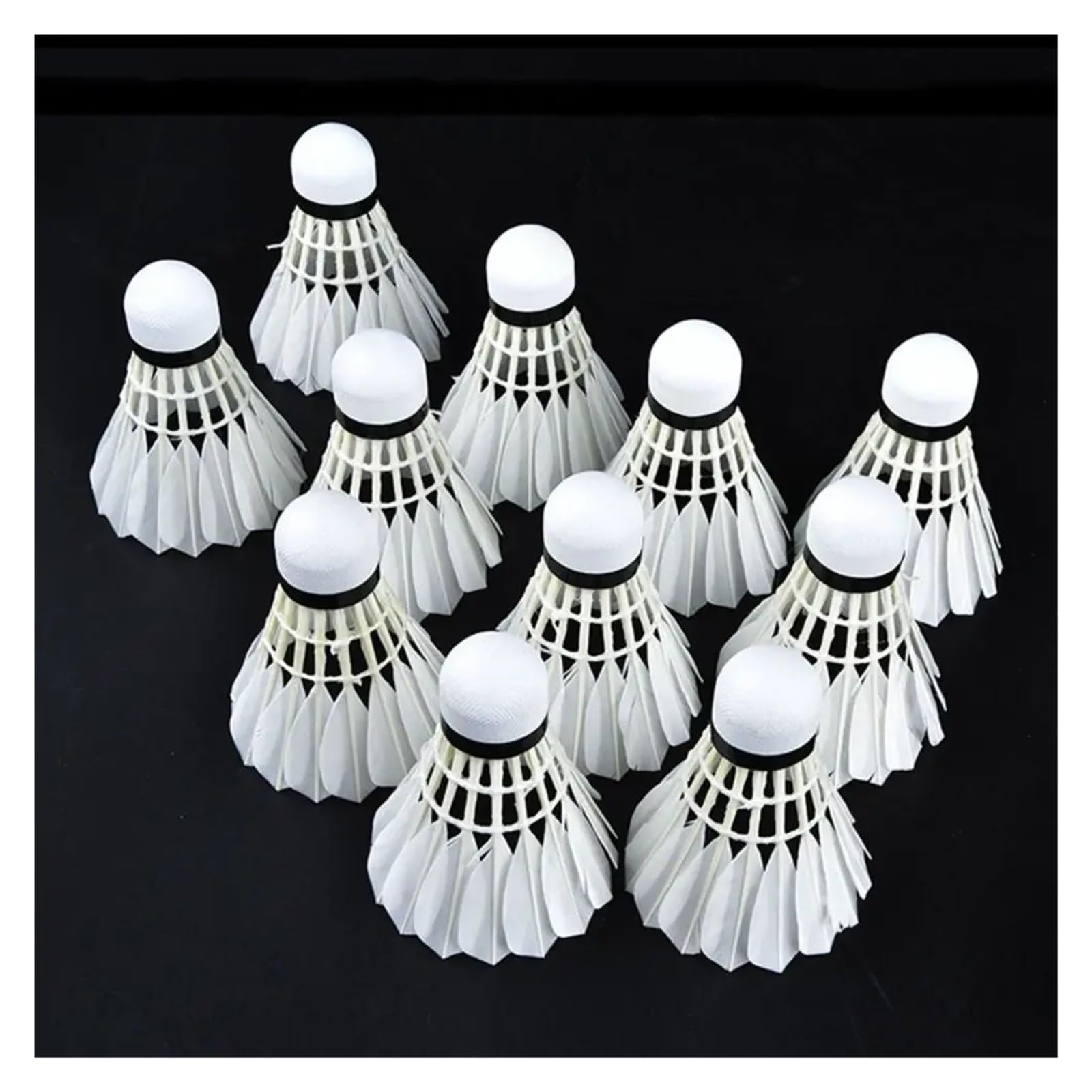 Volantes de Bádminton 3/6/12 Uds Volante de bádminton Profesional Pluma Ganso Negro Entrenamiento Deportivo Pelota Bádminton(12Pcs)