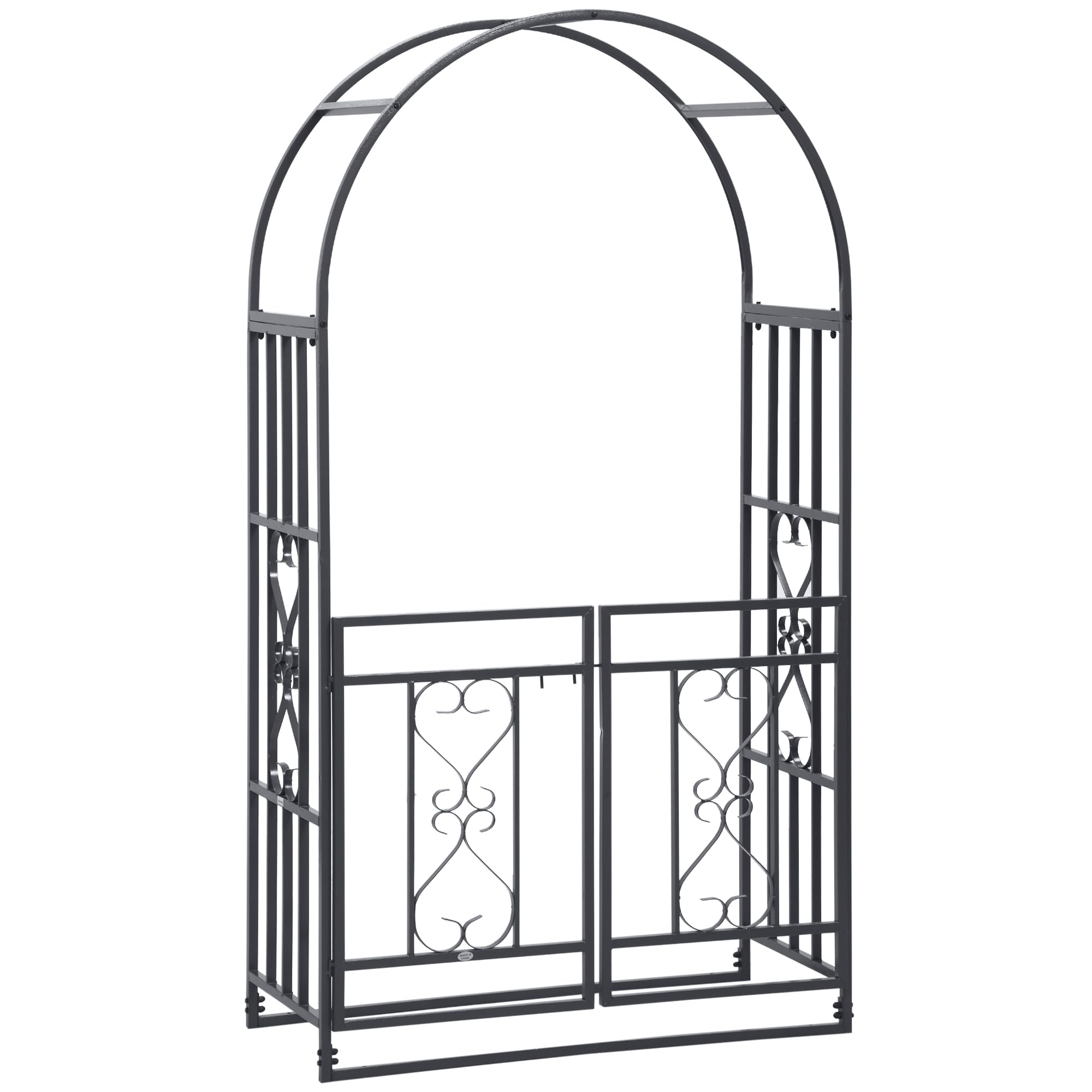 Outsunny 81 Inch Metal Garden Arbor with Double Doors