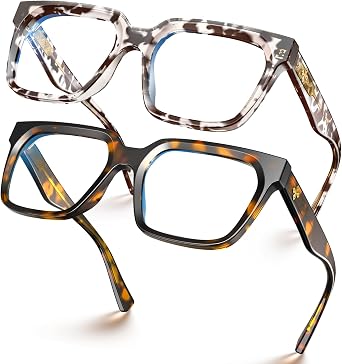 VISOONE Chunky Rectangle Oversized Blue Light Blocking Computer Glasses