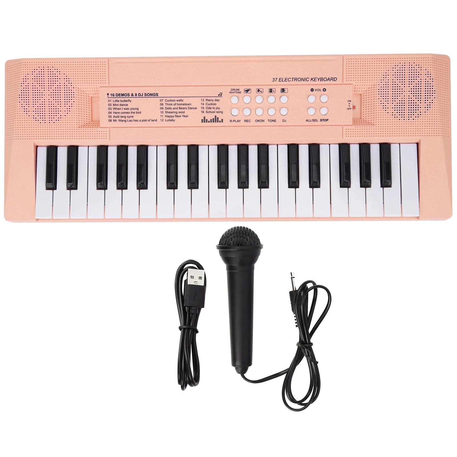 BF ‑ 3738 Musical Electric Keyboard Piano z 37 klawiszami, instrument edukacyjny do nauki klawiatury z regulowaną głośnością muzyki dla początkujących(różowy)