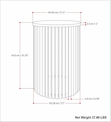Miniatura 3 de SIMPLIHOME Demy - Mesa auxiliar redonda de metal y madera, mesa auxiliar redonda de metal sólido de 18 pulgadas de ancho en coñac y oro, mesa
