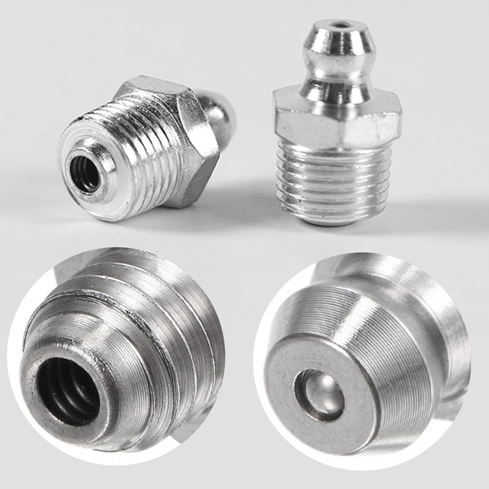 10 x lubrificatore diritto in acciaio inossidabile 304, lubrificante M6, lubrificatore a vite, accessori pistola a grasso, testa di lubrificatore destro per auto moto, M6 x 1 mm (argento)