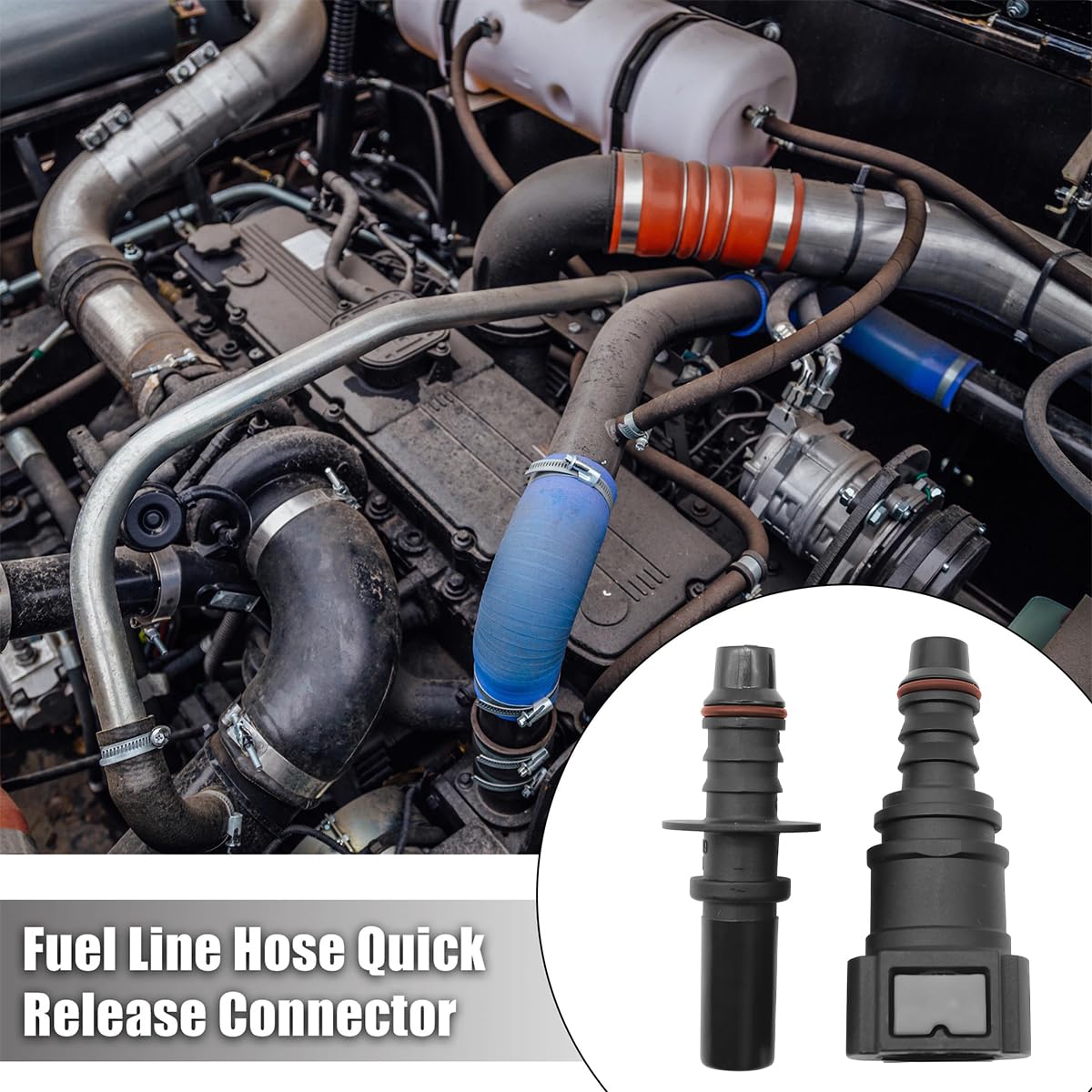 JNNJ 2 tubi del carburante, attacco rapido, maschio, chiusura rapida, tubo per auto (ID6)
