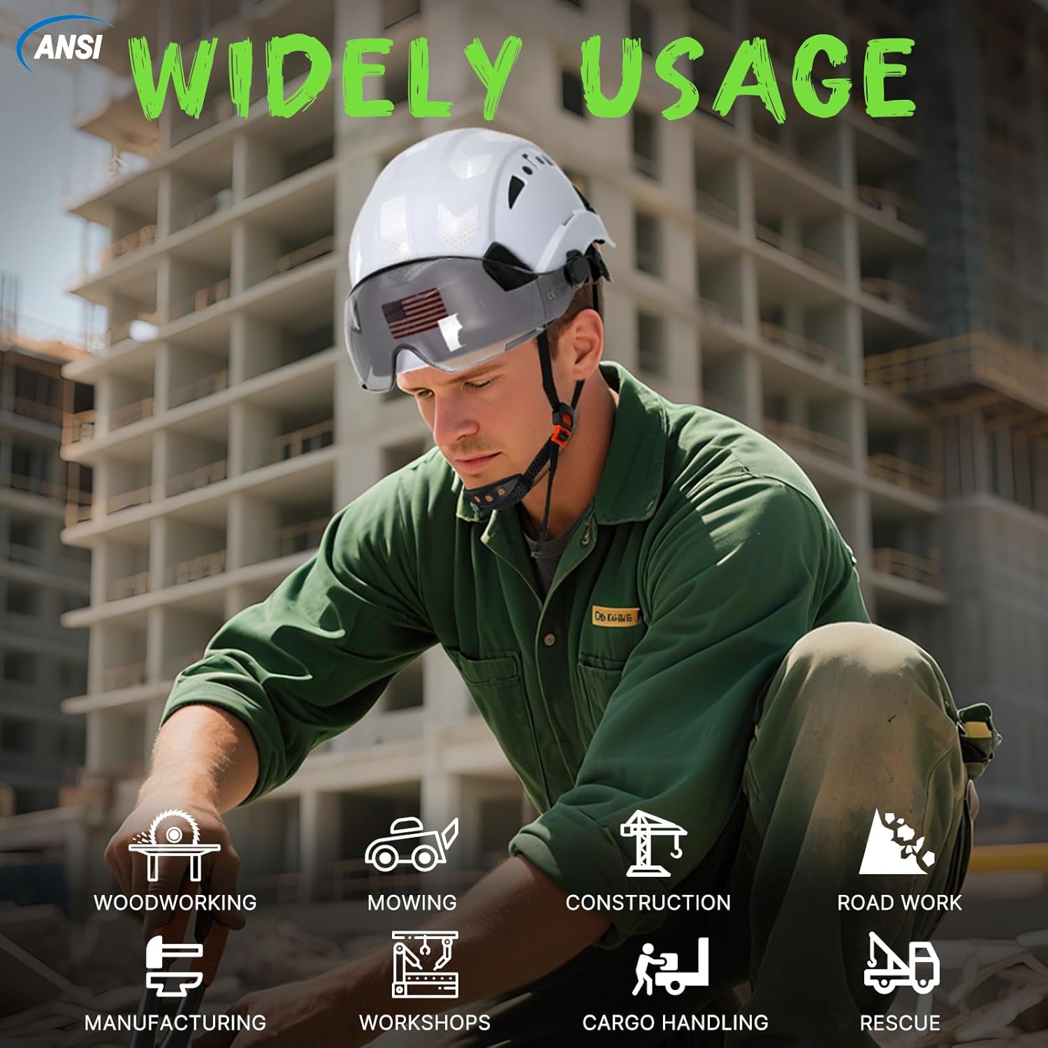 AOLAMEGS Construction Safety Hard Hat - ANSI Z89.1 Type Ι OSHA Approved Safety Helmets with Chin Straps Lightweight Reflective Vented ABS Hard Hats For Men Women Industrial Workwear 6-point Suspension - Image 9