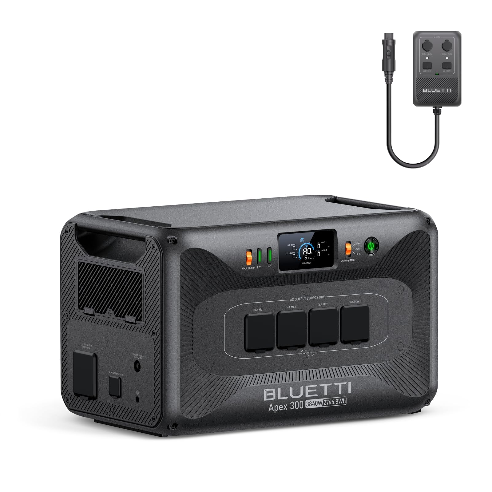 BLUETTI Apex 300 Generatore Solare e Hub D1, 2764,8Wh Batteria LFP di Backup, 4 Uscite CA da 3840W (7680W Picco), Porte CC Ottimizzate per Camper (50A Anderson), Ideale per Campeggio e Vita in Camper