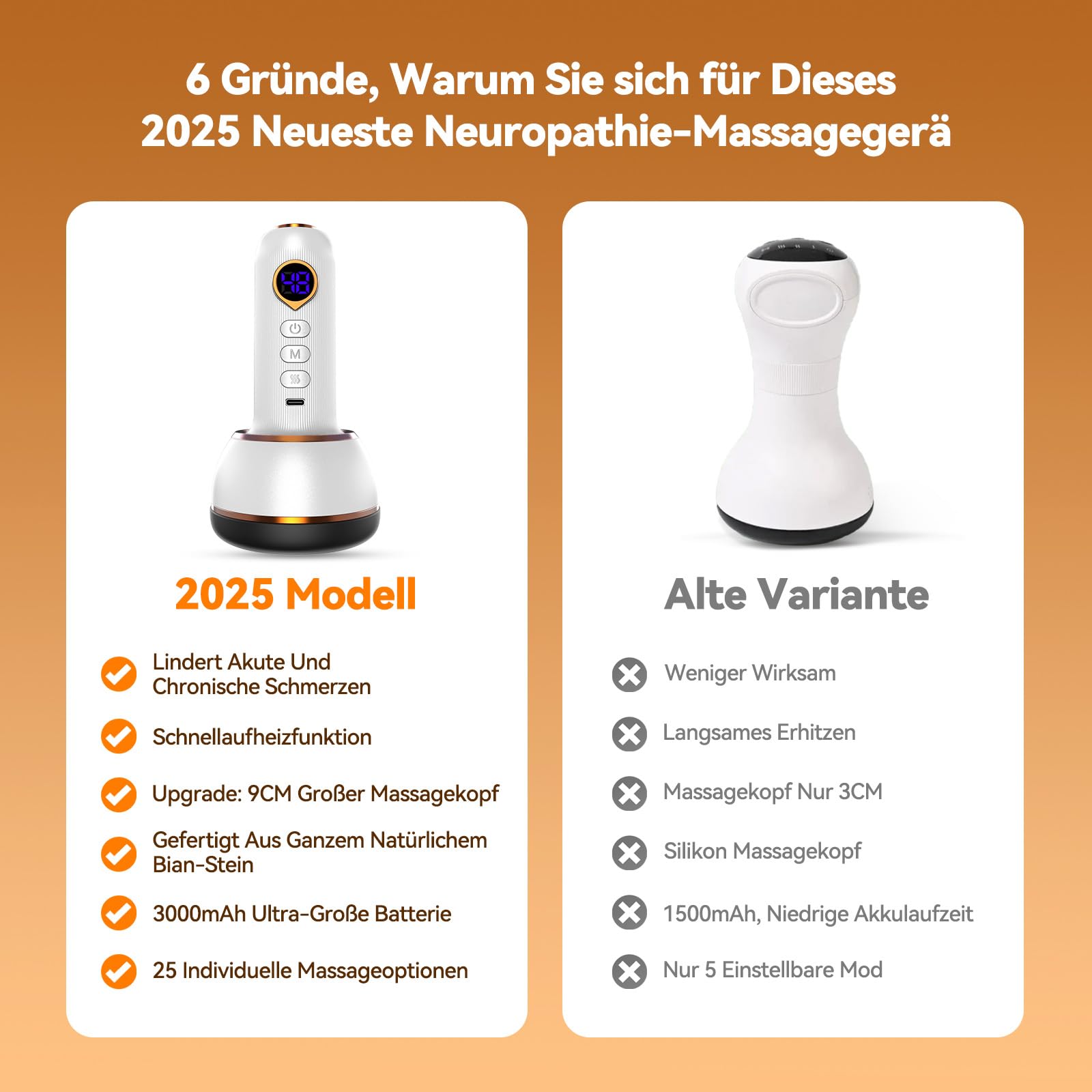 Vibrastone 6.0, Lymphatisches Massagegerät mit 25 Vibration und Heizkombinationen 2026, Gua-Schockwellenmassage für Neuropathie, Krampfadern, Entspannung für Füße, Hände und Rücken, Weiß