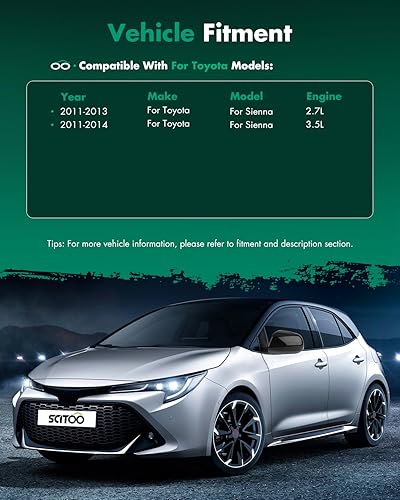 Miniatura 7 de SCITOO Espejo retrovisor lateral izquierdo para Toyota Siena Power Adjusted Heat Black Espejo exterior liso TO1320265