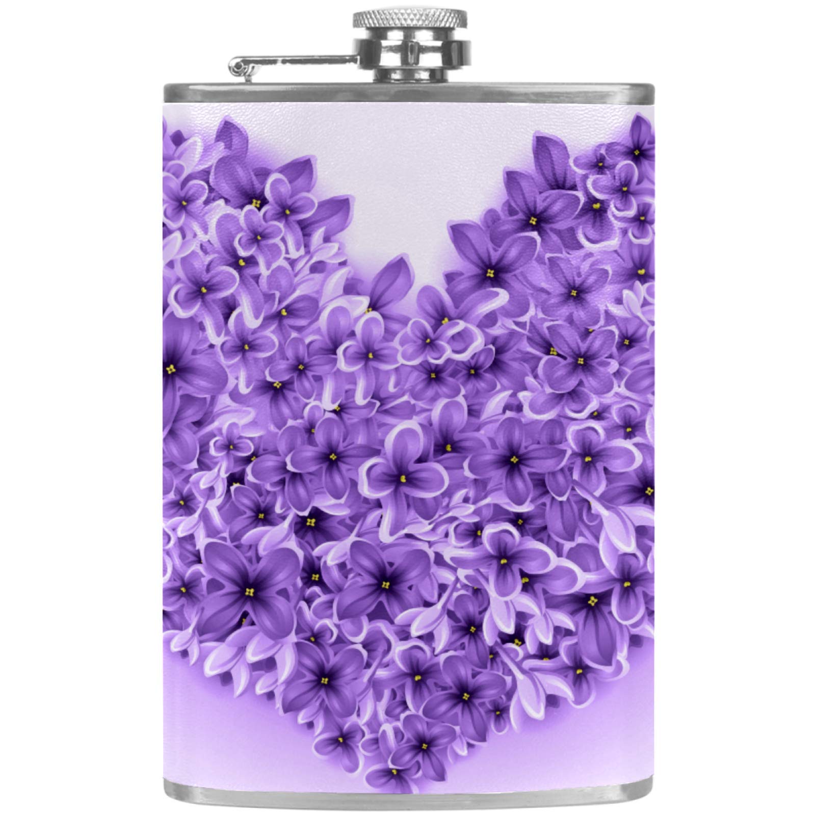 Flasque à whisky en cuir violet chic avec entonnoir, l'élégance nomade