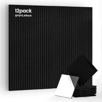 12 Pack Self-Adhesive Acoustic Wall Panels,12x12 Inch-Black