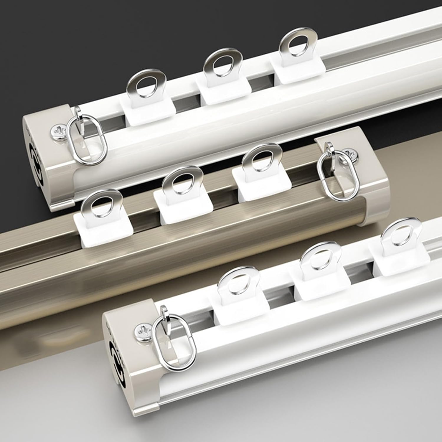 Heavy-Duty Curtain Track System, Indoor Outdoor Room Divider Rods, Ceiling & Wall Mount Window Poles Set (White, 150cm/4.9ft) - Durable, Versatile, Easy Install