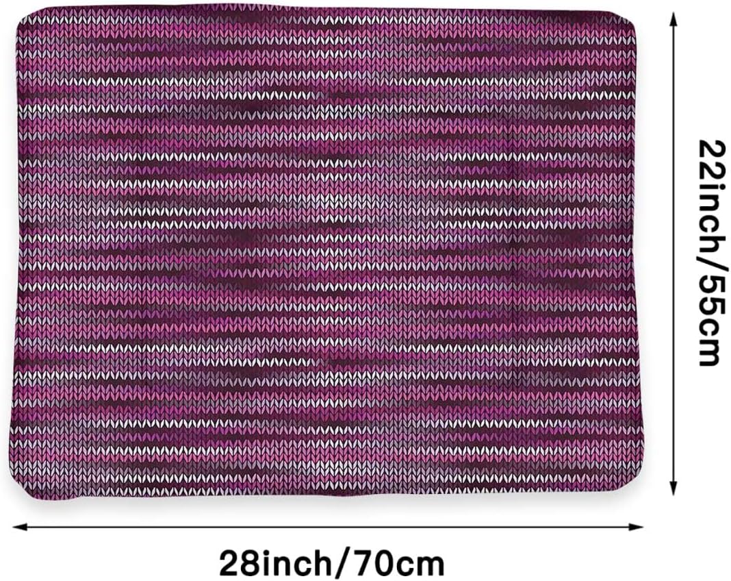 review Violet Fuchsia Thermal Pet Mat Bed Liner Vintage Knit Pattern Variations of Pink Self Warming Crate Pad with Soft Sherpa Top for Dogs, Cats, Pets by Magenta 22