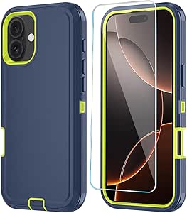 KOMI IPhone 16E Case: Dual Layer Protective Heavy Duty Cell Phone Cover Shockproof Rugged With HD Screen Protector - Military Protection Bumper Tough - Apple IPhone 16E / SE 2025 / SE4, Mint Green - View #6