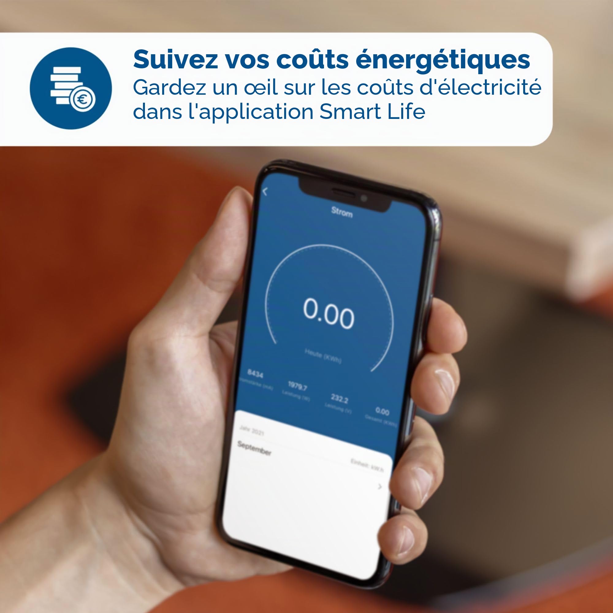 UNITEC 30798 Multiprise Wi-Fi 4 x 2 | Prise intelligente Wi-Fi avec minuterie | Mesure des coûts d'énergie | Commande vocale et application | Avec 2 sorties USB