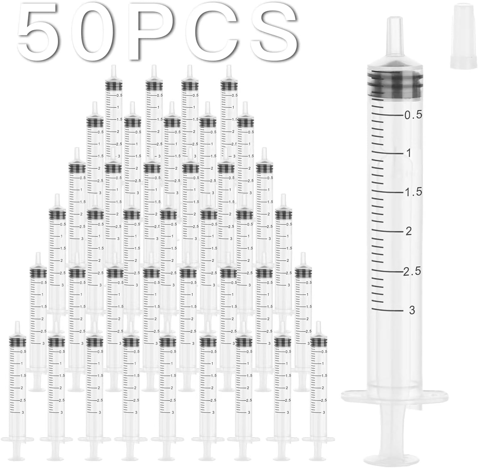 Amazon.com: 50PCS 3ML Syringe For Liquid -Syringe Without Needle ...