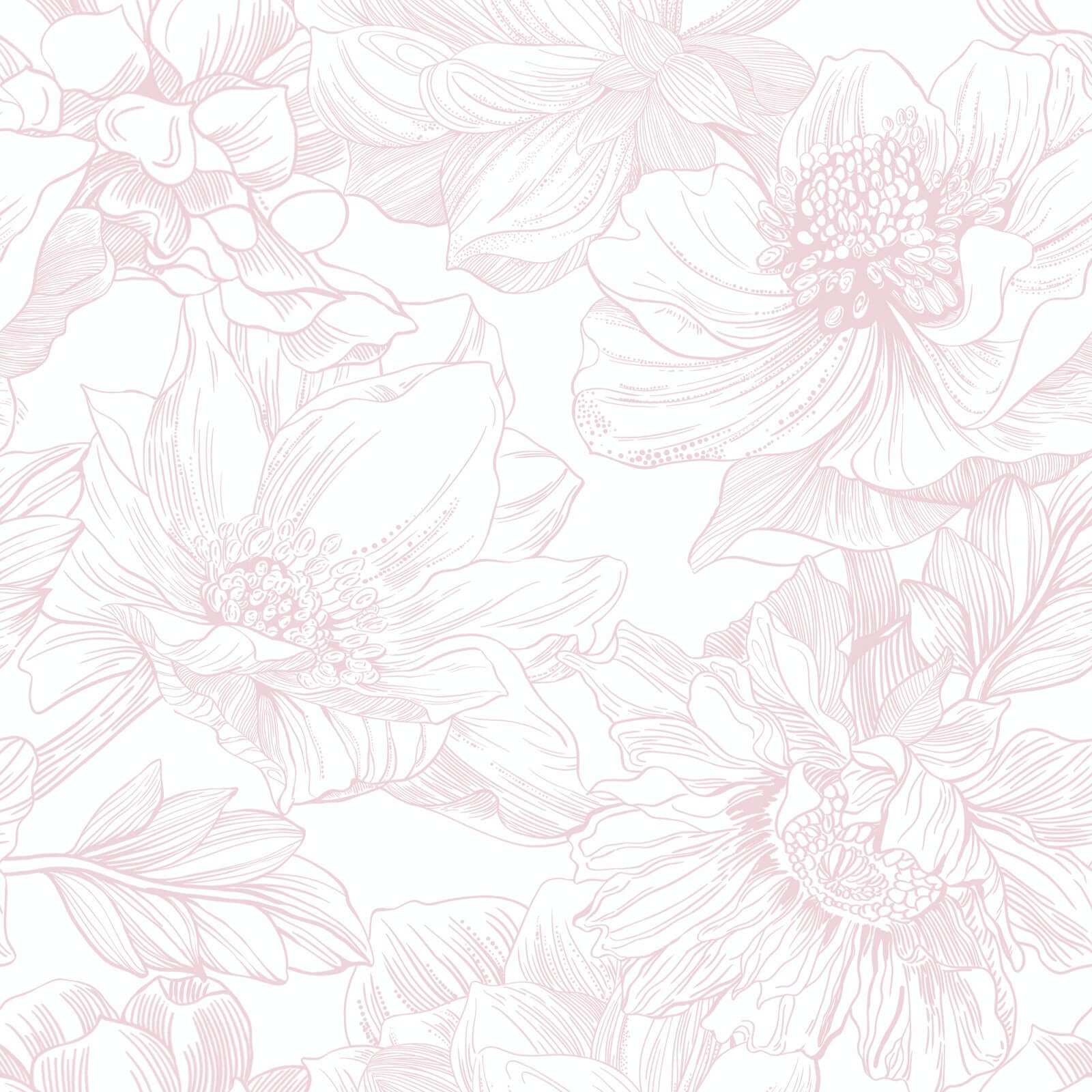Ismoon Large Floral Peel and Stick Wallpaper Boho White/Pink Contact Paper 17.3inx32.7ft Removable Self Adhesive Bedroom Cabinet Mural Wall Decor Vinyl Roll