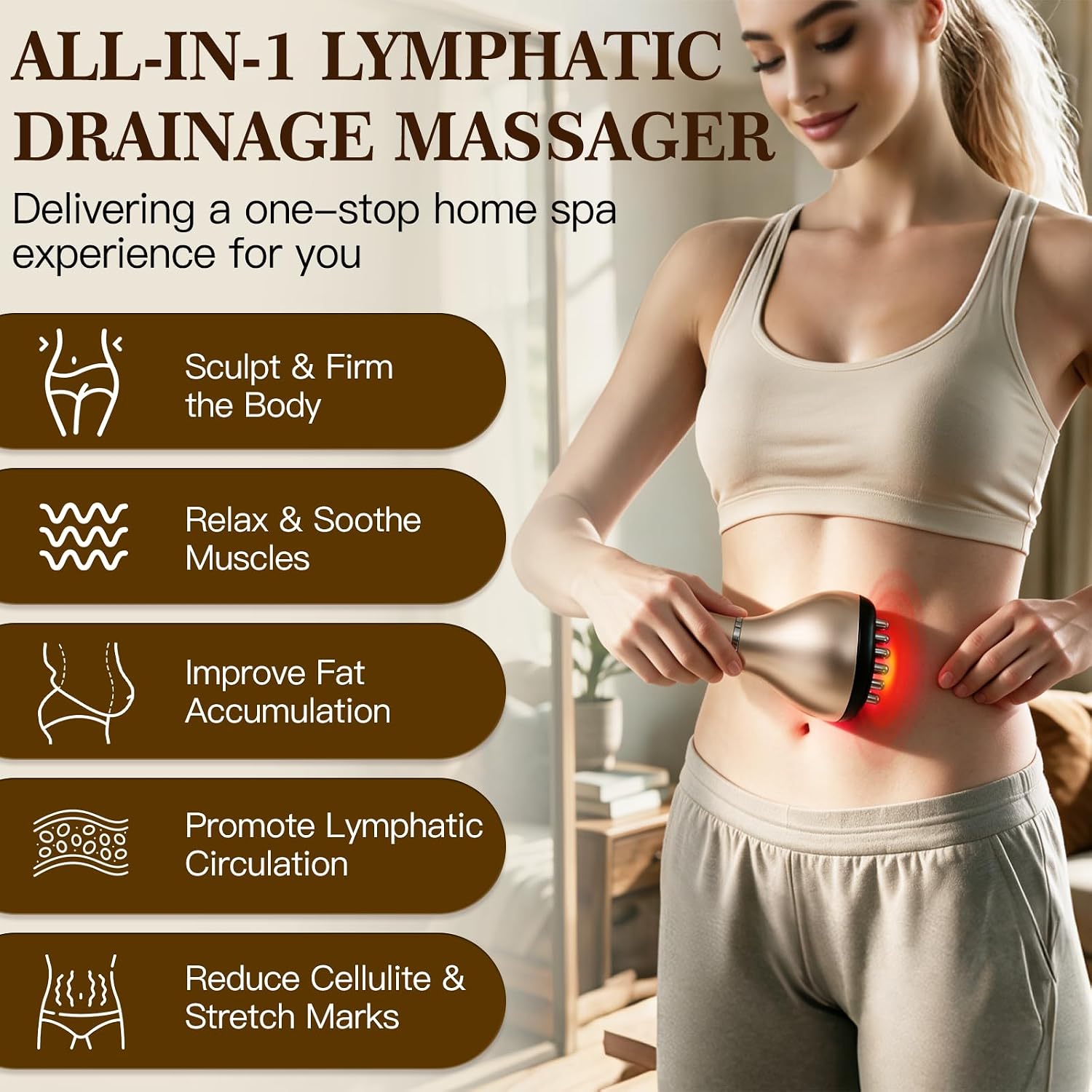 Pjordo Lymphatic Drainage Massager, Anti Cellulite Massage Tool Set