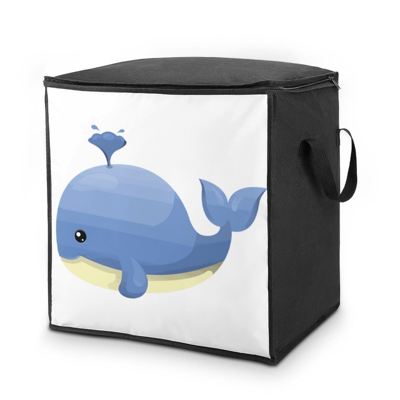 Lyfthologen 70L Storage Bags, Cartoons Whale Lighthouse Storage Box with Lid Zipper And Handles, Clothes Bags for Quilt, Blankets, Bedding