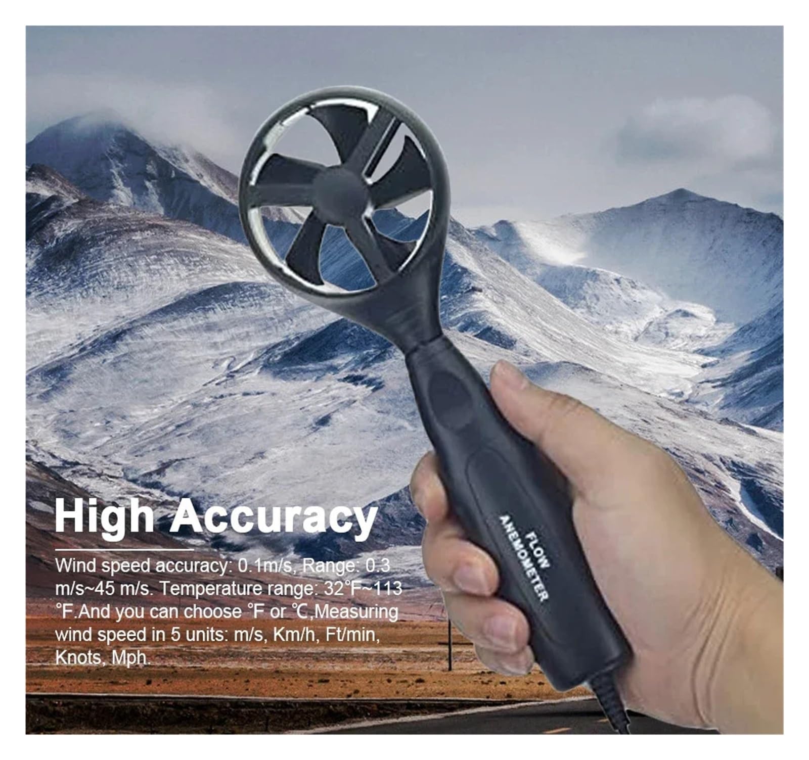 856A Digital Wind Speed Air Volume Meter Anemometer USB/Handheld with Data Logger and Carry Case