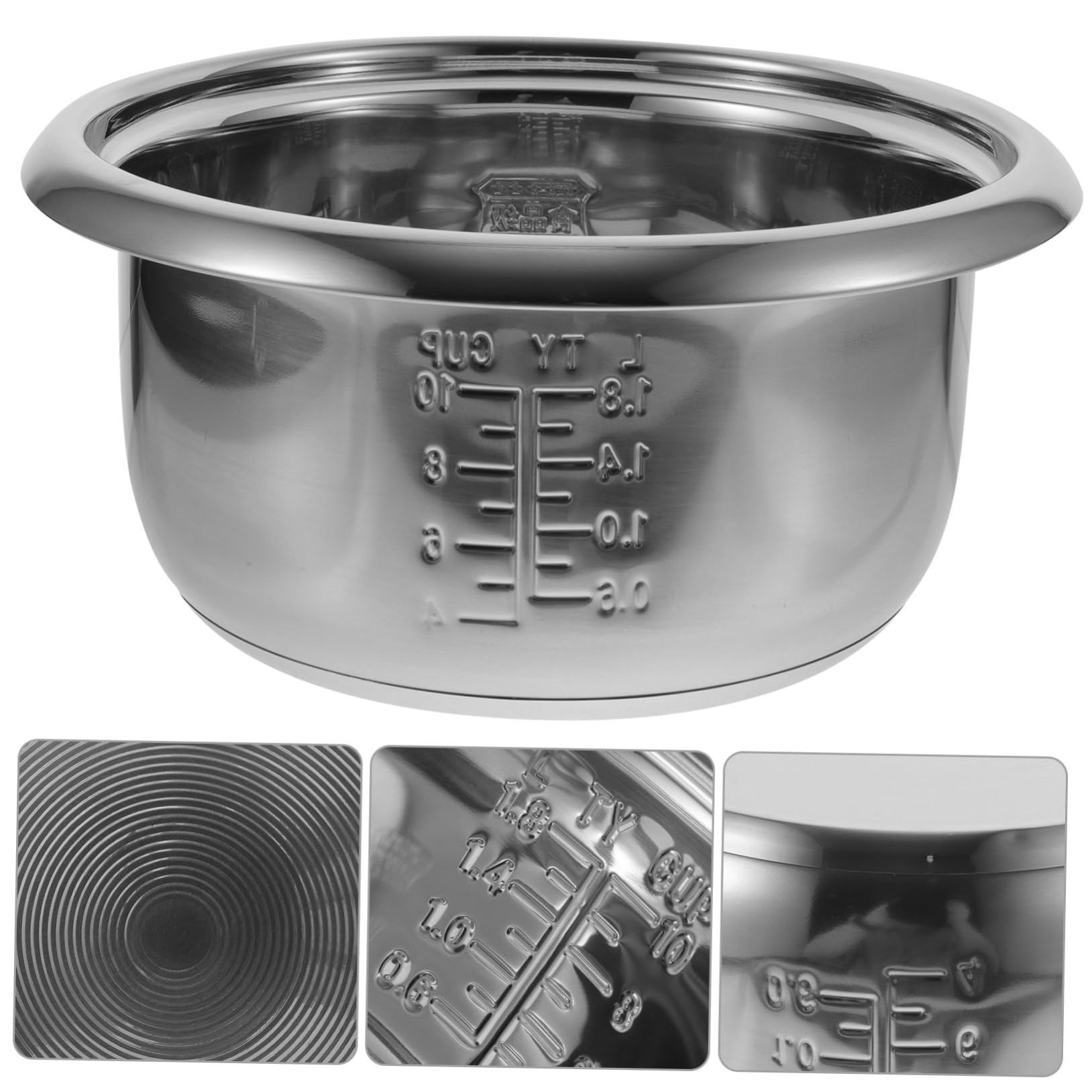 Marmite Intérieure De Cuiseur à Riz 4l en INOX 304 Épais Antiadhésif Polyvalente pour Cuisson De Riz Gâteau Remplacement Ménager