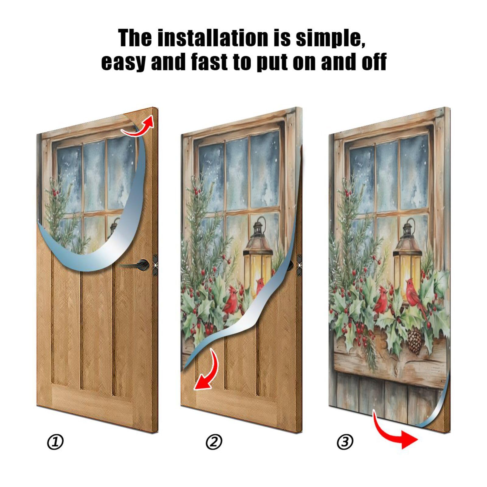 J JOYSAY Christmas Lamp Mistletoe Door Decorations Door Cover Christmas Decoration Xmas Door Decorations Outdoor for Christmas Family Party,32x79 in