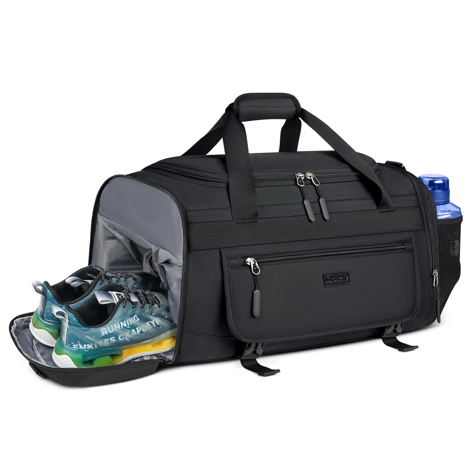Borsone Da Palestra 3 In 1 50L - Impermeabile Con Scomparto Scarpe E Tasca Bagnata - Zaino/Tracolla/Manico - Nero