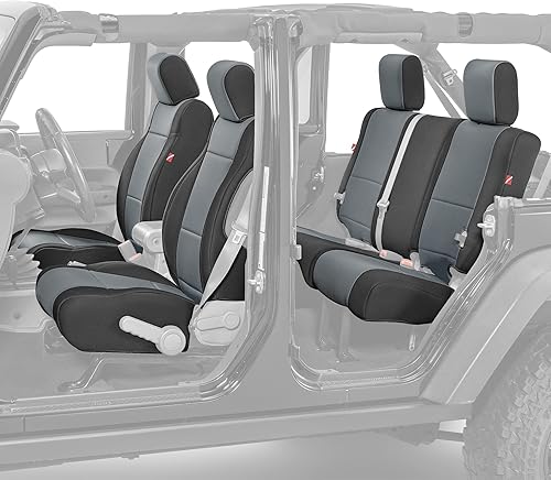 Diver Down Juego de fundas de asiento de neopreno para Jeep JK Wrangler 2007-2018, juego de asiento delantero y trasero, fundas de asiento
